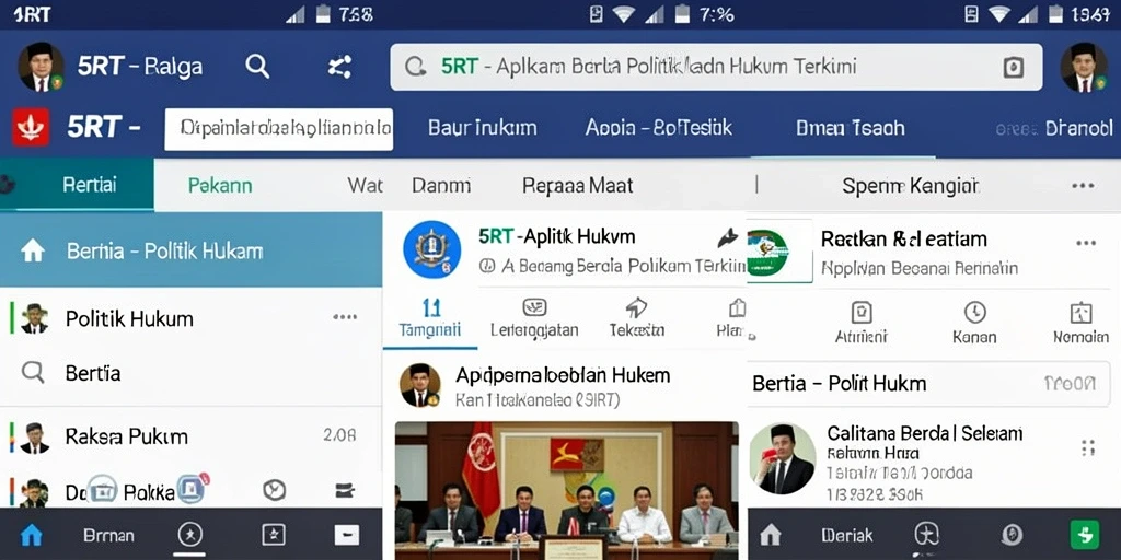 Antarmuka aplikasi 5RT yang menampilkan berita politik dan hukum dengan jelas.