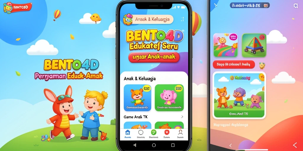 Screenshot aplikasi BENTO4D menampilkan permainan edukatif yang menarik untuk anak-anak.