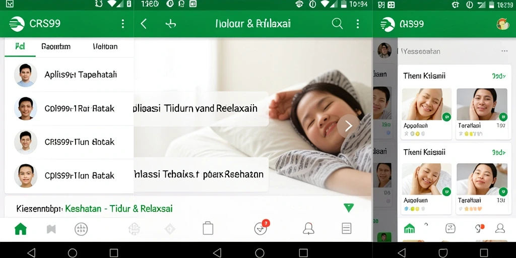 Tampilan antarmuka aplikasi CRS99 untuk tidur dan relaksasi.