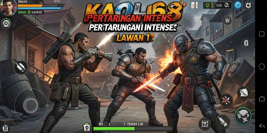 Screenshot KAOL68 menampilkan pertempuran seru antara dua karakter.